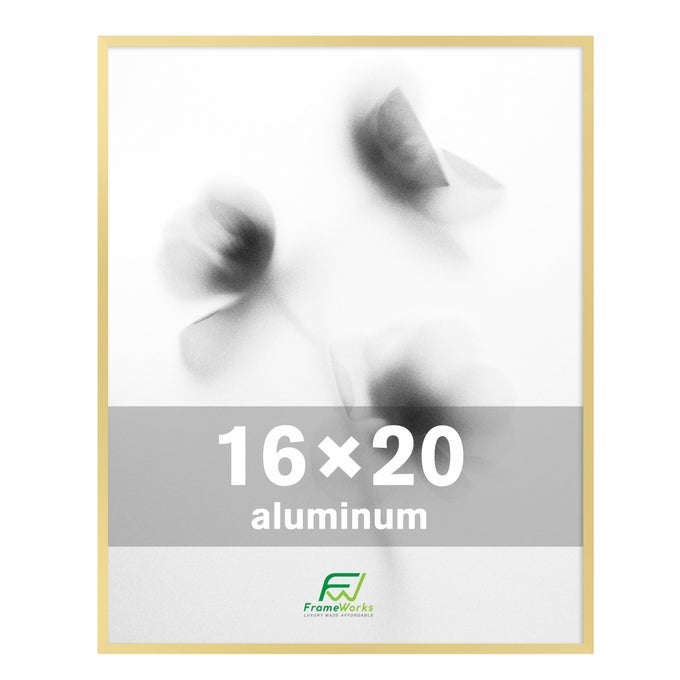 16x20 Brushed Aluminum Poster Frames Modern Brushed Metal Design wShatterproof Plexiglass Perfect for Posters Artwork Paintings Wall Displays Home or Office Decor Gold 1 Pack