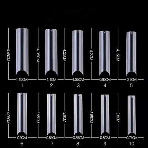 Yimart Long C Curved False Nail Tips - C Curved Nail Tips - Long C Curve False Nails - 200pcs/box XL C Curve Fake Nails Premium Square French Acrylic Nail Tips (Clear With Box) - Image 4