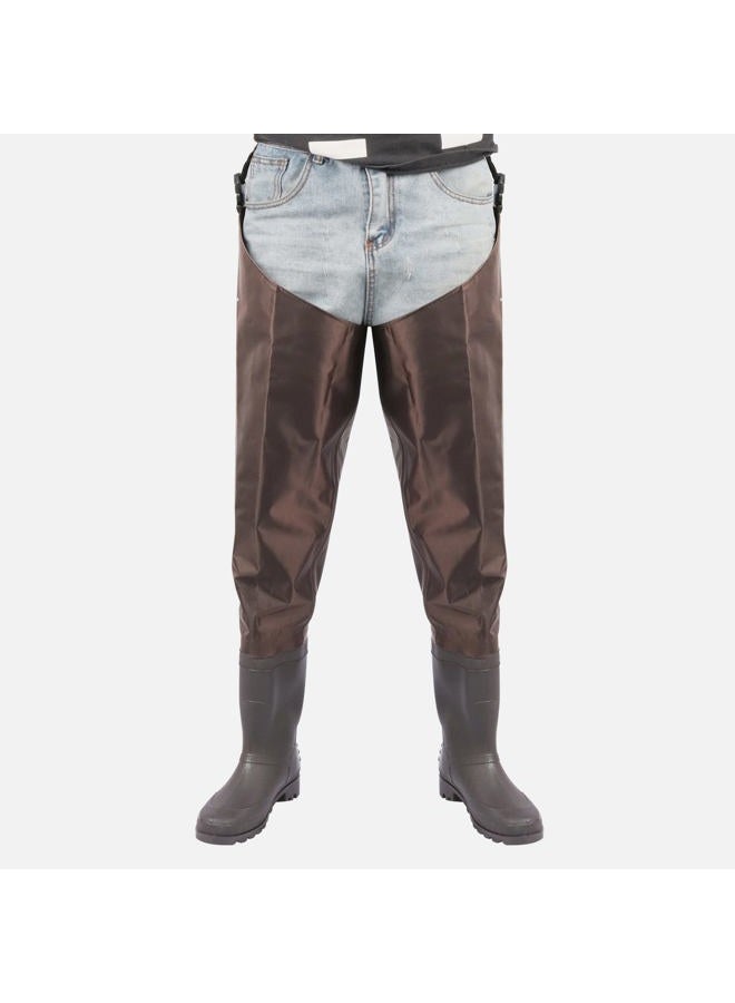GREENWATER Hip Waders for Men Women with Boots Waterproof,2-Ply PVC/Nylon Adult Bootfoot Hip Waders with Cleated for Fishing & Hunting (Brown, M9/W11) - Image 3