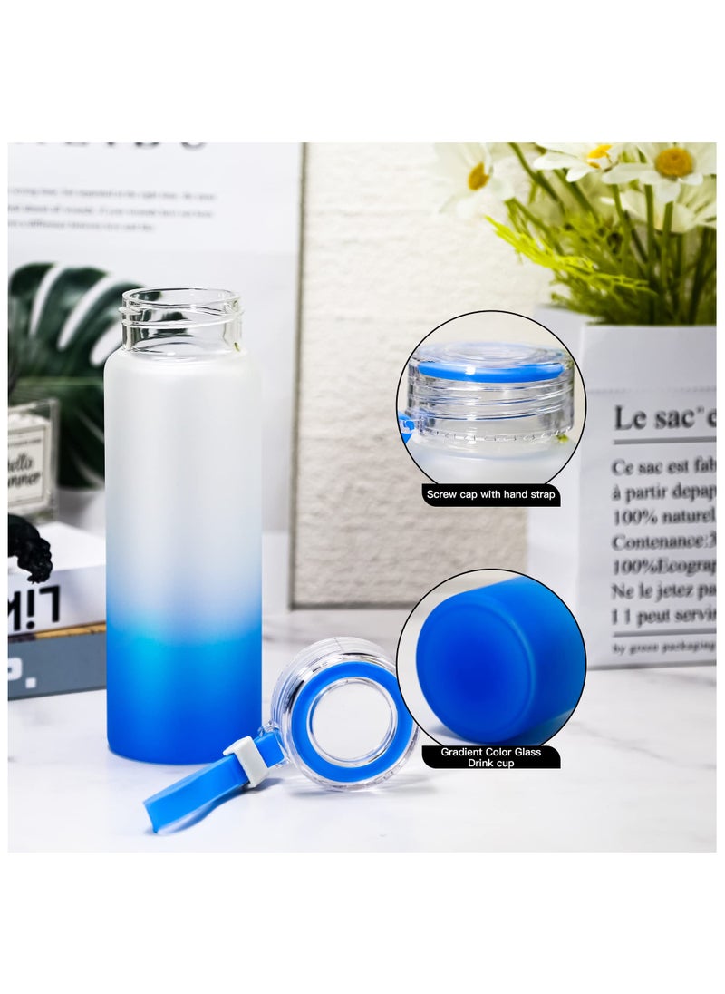 SYOSI - 16oz Sublimation Glass Cups, 6 Pack Color Frosted Sublimation Glass Tumblers with Colored Carrying Handle Lids, 6 Color Gradient Glasses, Suitable for Cold or Cot Drinks, Easy to Carry - Image 1