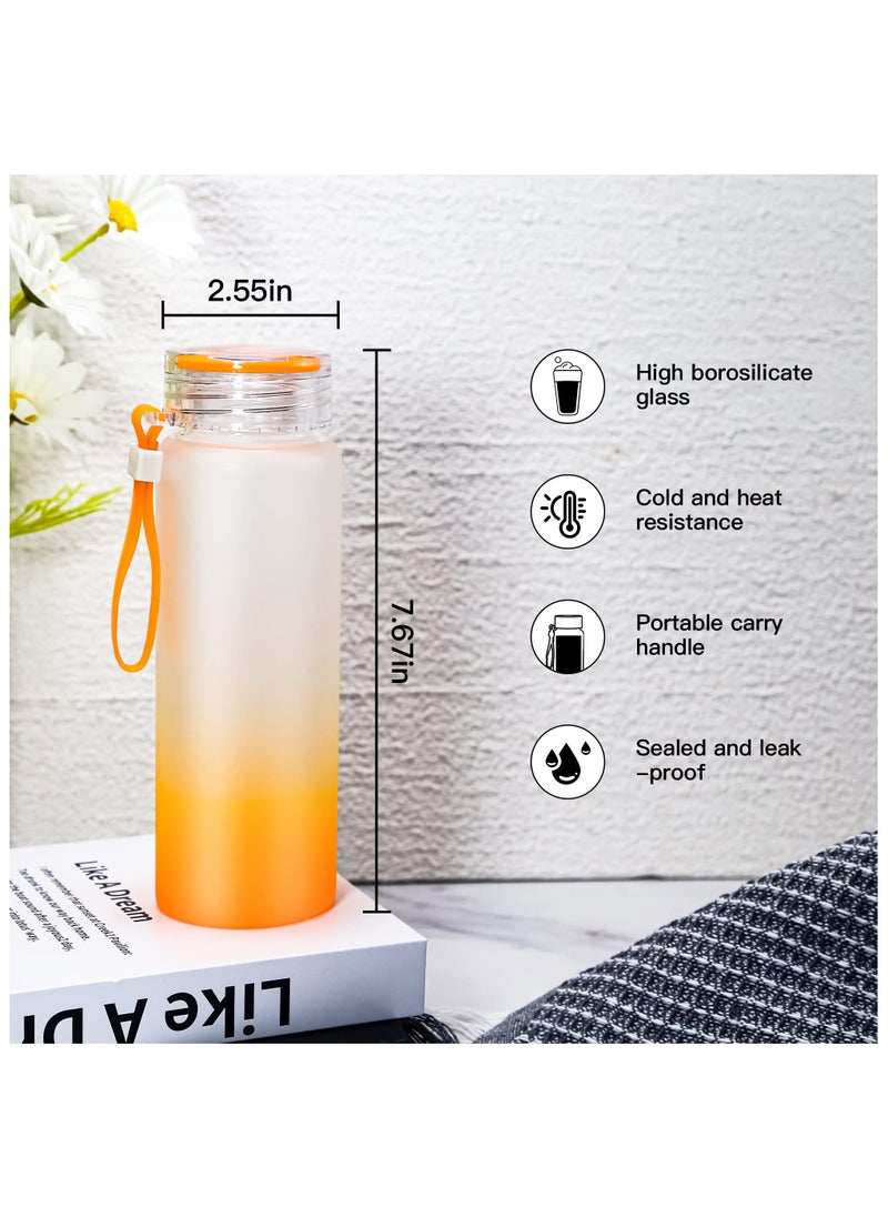 SYOSI - 16oz Sublimation Glass Cups, 6 Pack Color Frosted Sublimation Glass Tumblers with Colored Carrying Handle Lids, 6 Color Gradient Glasses, Suitable for Cold or Cot Drinks, Easy to Carry - Image 1