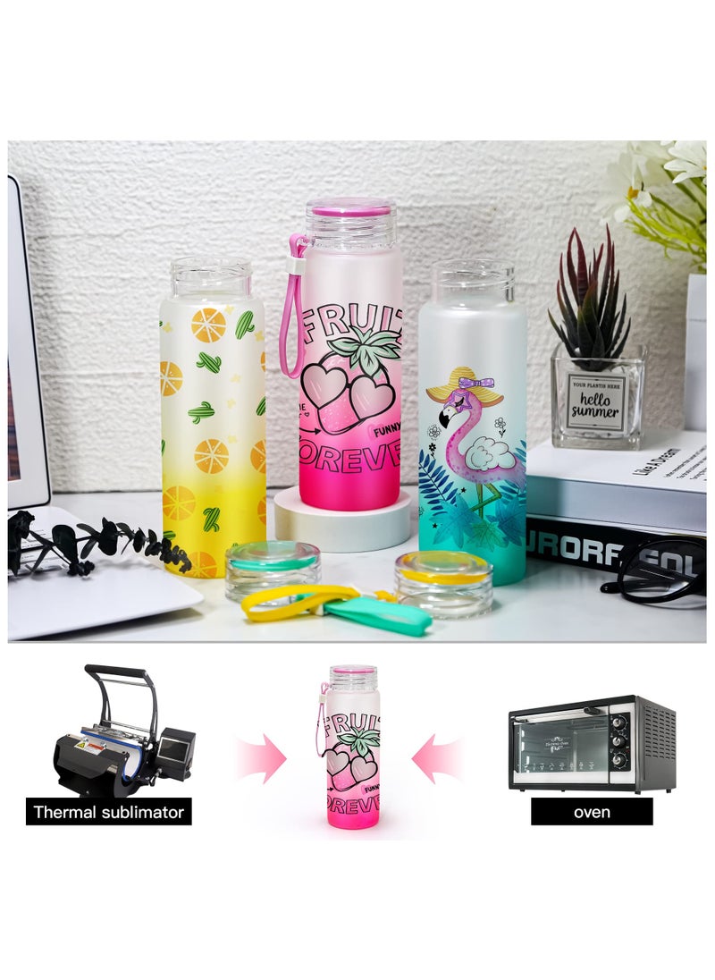 SYOSI - 16oz Sublimation Glass Cups, 6 Pack Color Frosted Sublimation Glass Tumblers with Colored Carrying Handle Lids, 6 Color Gradient Glasses, Suitable for Cold or Cot Drinks, Easy to Carry - Image 1