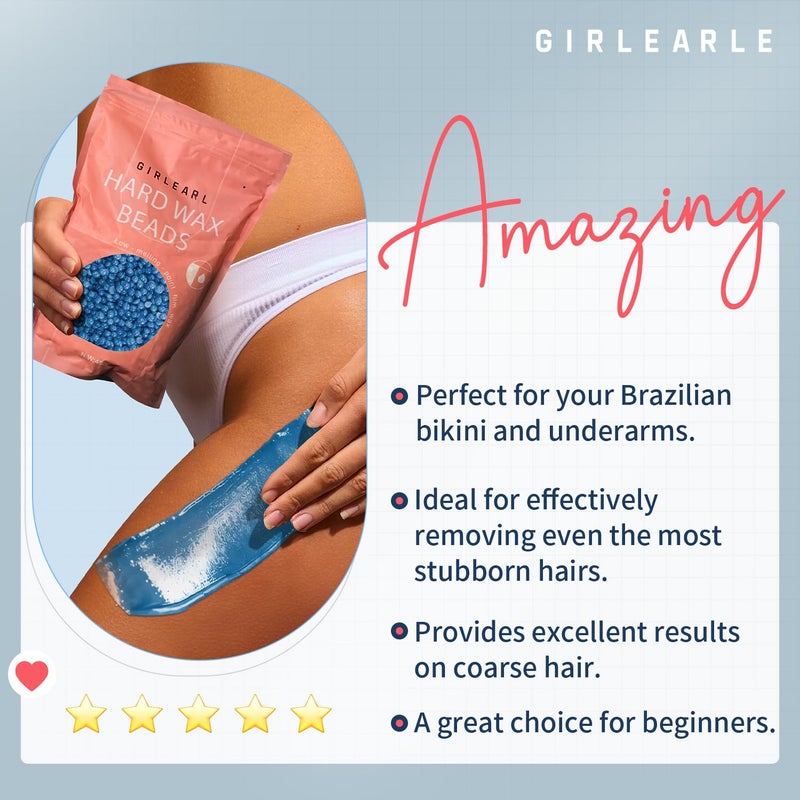 GIRLEARLE Hard Wax Beads, 1lb Wax Beans for Hair Removal, Hard Wax for Women Sensitive Skin at Home, Wax Refill Perfect for Brazilian Bikini, Eyebrow, Legs, Facial and Full Body with Chamomile Formula - Image 4