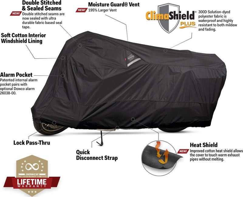 Dowco Guardian 50021-00 WeatherAll Plus Indoor/Outdoor Waterproof Motorcycle Cover, EZ Zip: Black, XX-Large - Image 3