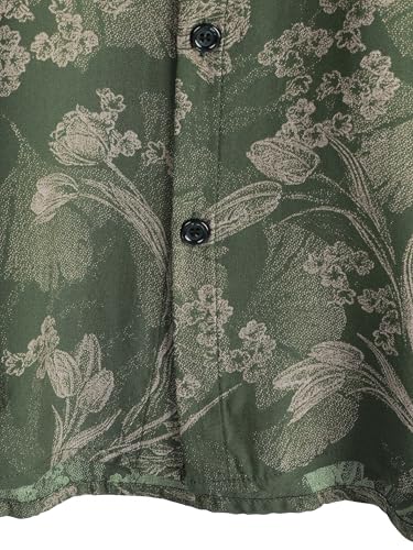 JOTOOK Mens Hawaiian Shirt Short Sleeve Button Down Tropical Shirts Casual Floral Summer Beach Shirt X-Large ArmyGreen - Image 5