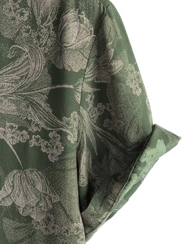JOTOOK Mens Hawaiian Shirt Short Sleeve Button Down Tropical Shirts Casual Floral Summer Beach Shirt X-Large ArmyGreen - Image 4