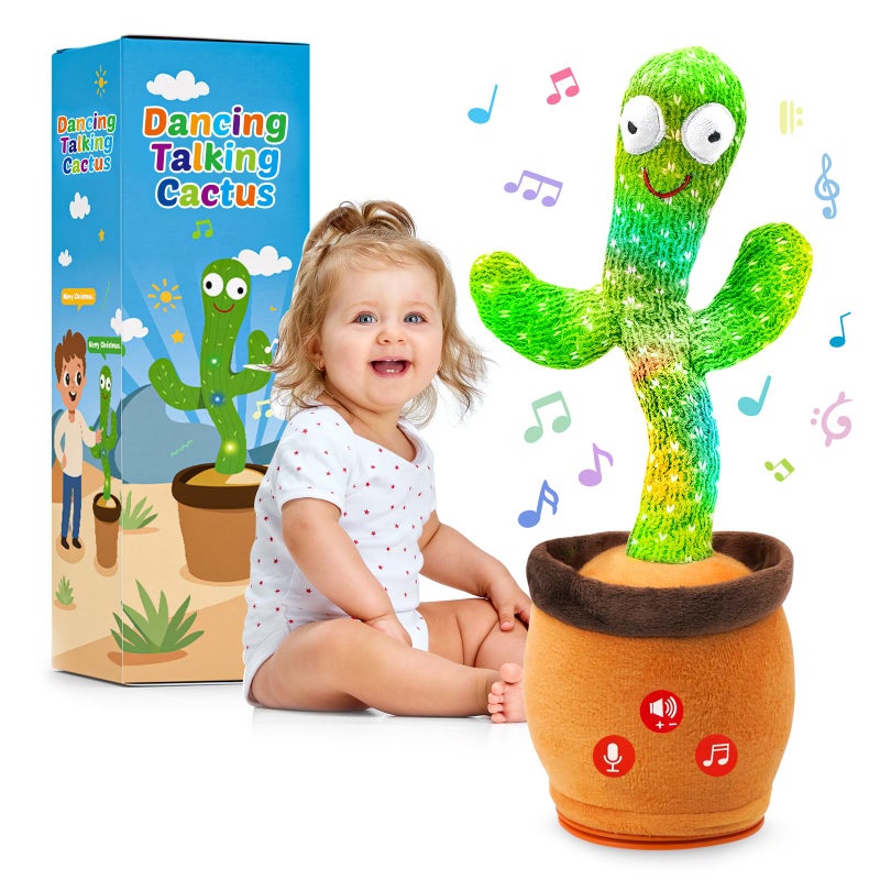 Qularlans Baby Toys Dancing Talking Cactus for Easter Basket Stuffers Interactive Boys Girls Funny Gifts for Infants 618 Months Volume Adjustable Mimicking Singing Repeating Light Up Toy for Toddlers - Image 2