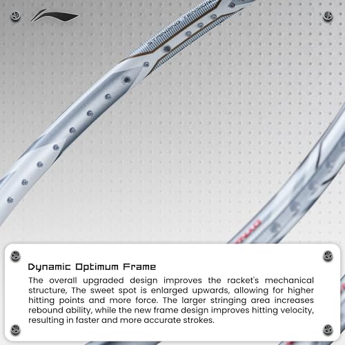 Li-Ning Li-Ning G-Force 8900 Extra Strong Unstrung Badminton Racket with Full Cover | 3U | Maximum Tension ≤ 35 Lbs (White/Silver) - Image 5