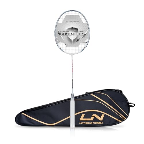 Li-Ning Li-Ning G-Force 8900 Extra Strong Unstrung Badminton Racket with Full Cover | 3U | Maximum Tension ≤ 35 Lbs (White/Silver) - Image 1