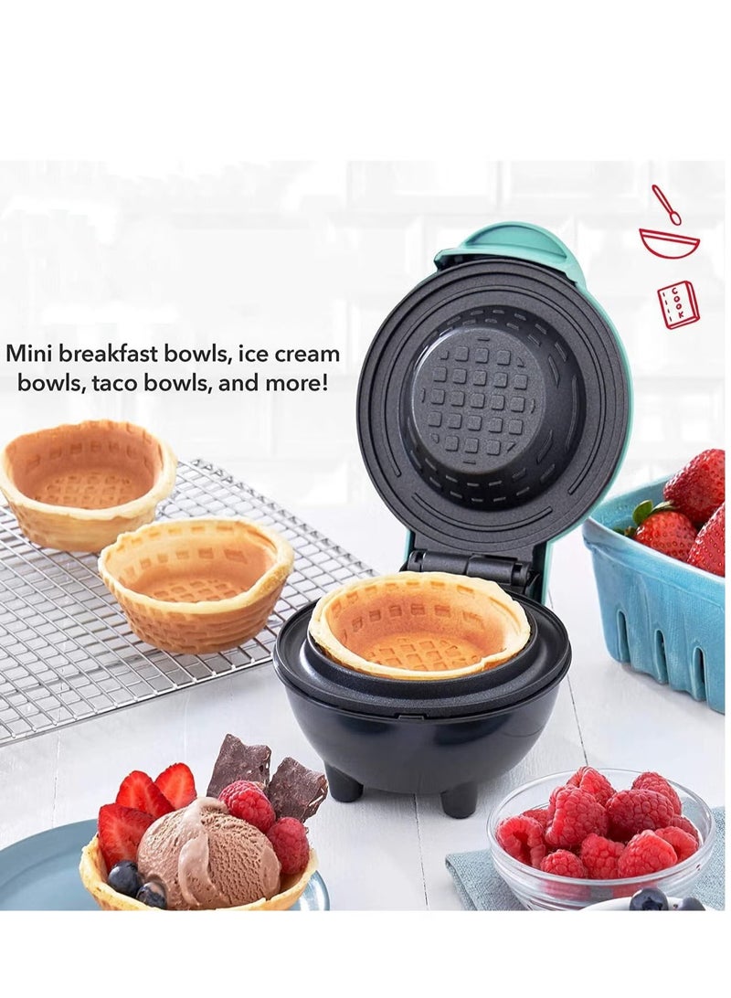 NIUB Portable Waffle Maker, 350W Electric 4 inch Mini Waffle Iron Bowl with Non-Stick Coating, Easy to Clean,Household Breakfast Machine for Ice Cream Cups and Egg Roll, Dessert Snacks Cooking Tool For Kitchen/Birthday Party/Holiday - Image 2