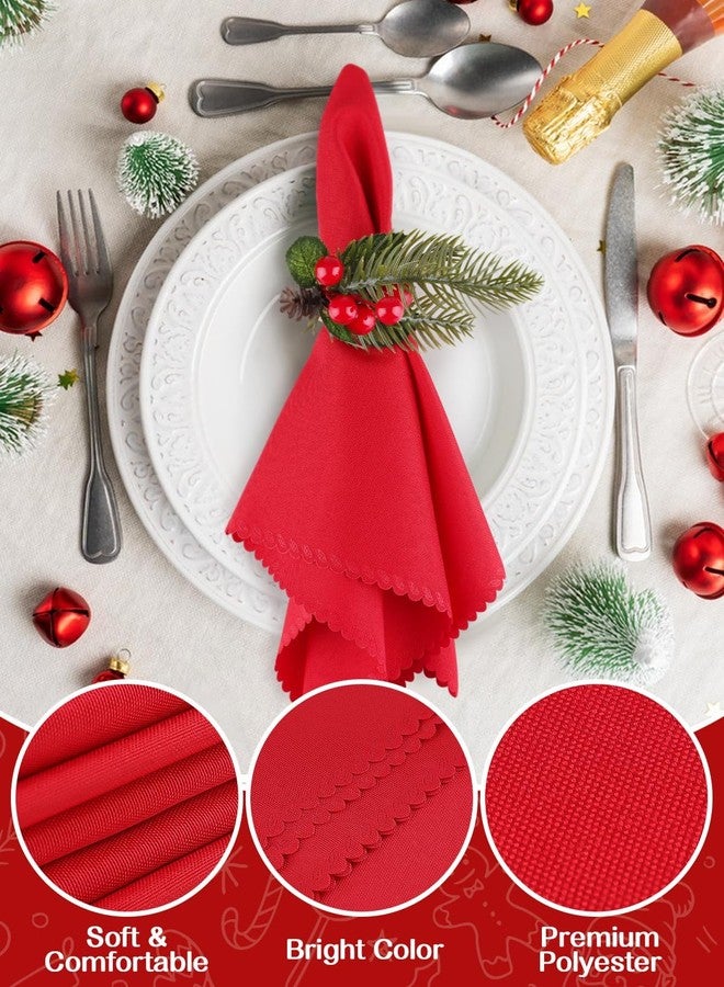 Lanstics 16 PCS Christmas Napkins and Rings Set, Lanstics 8PCS Xmas Napkin Buckles and 8PCS Red Washable Christmas Napkins Cloth Red Berries Napkin Holders for Christmas Holiday Dinner Party Table Decoration - Image 4