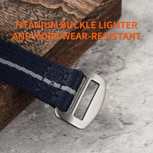 watchdives Nylon Watch Band 20mm 22mm Replacement Watch Straps with Hook and Loop Fasteners Sport Watchband (Blue/Titanium Buckle, 22mm / Large) - Image 5