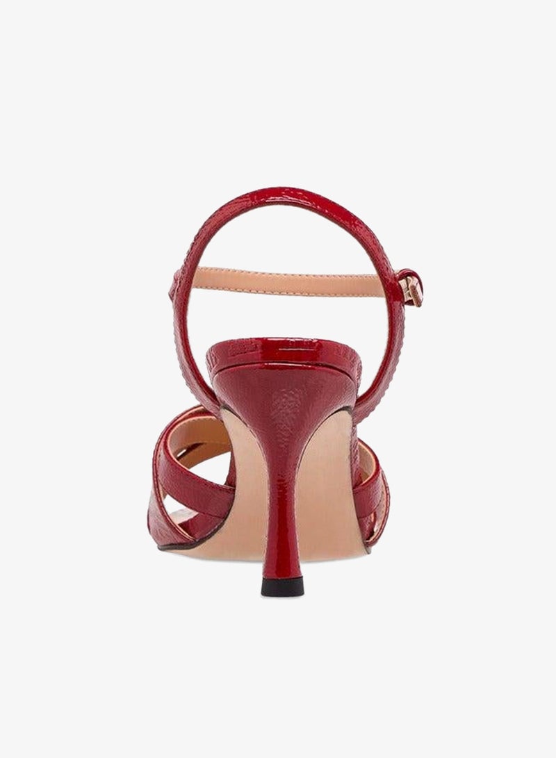 ايل صنادل نسائية بنقش شعار وكعب ستيليتو وإبزيم - Image 5