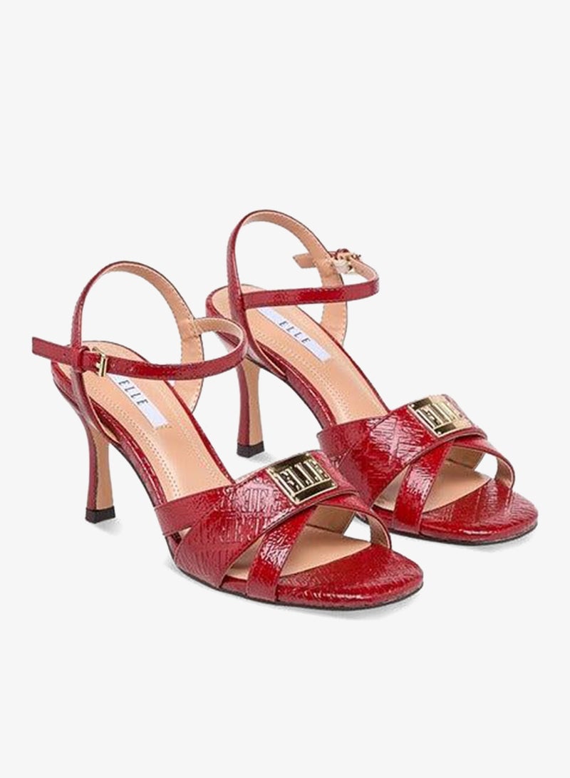 ايل صنادل نسائية بنقش شعار وكعب ستيليتو وإبزيم - Image 3