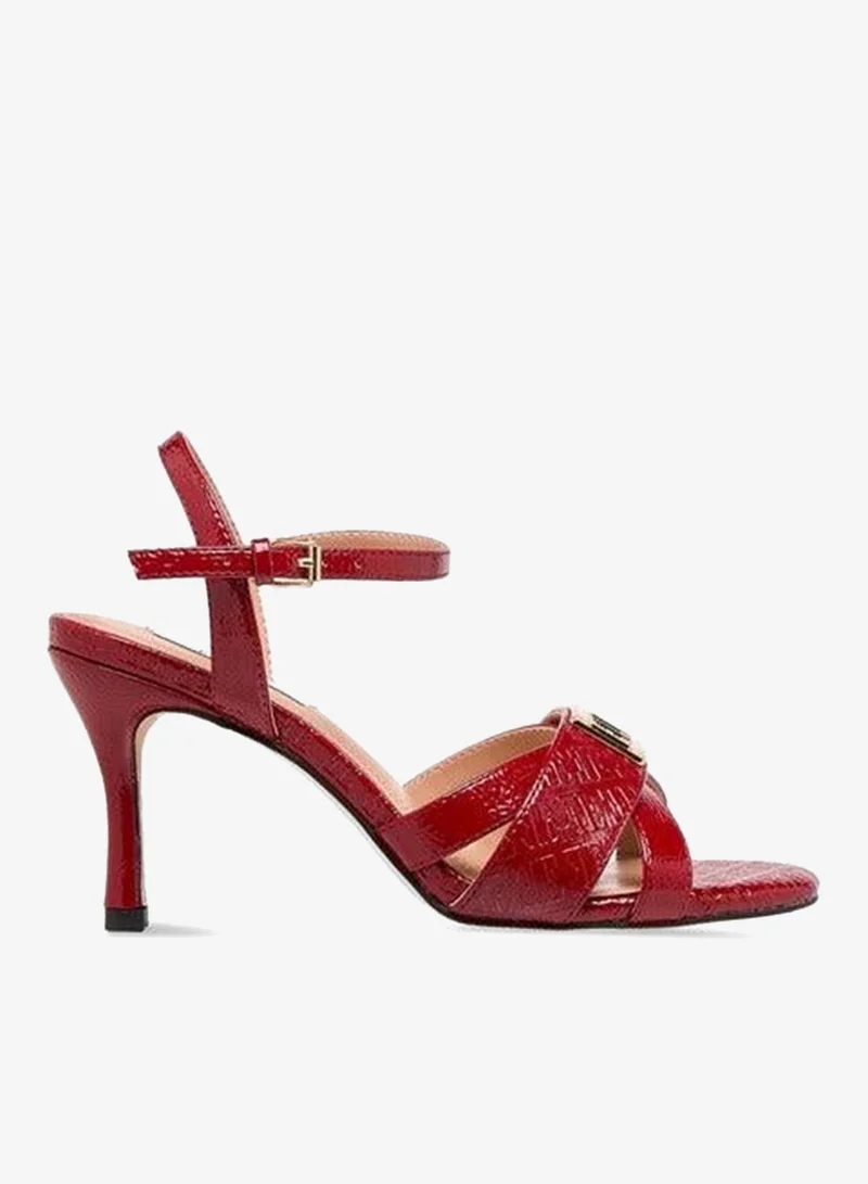 ايل صنادل نسائية بنقش شعار وكعب ستيليتو وإبزيم