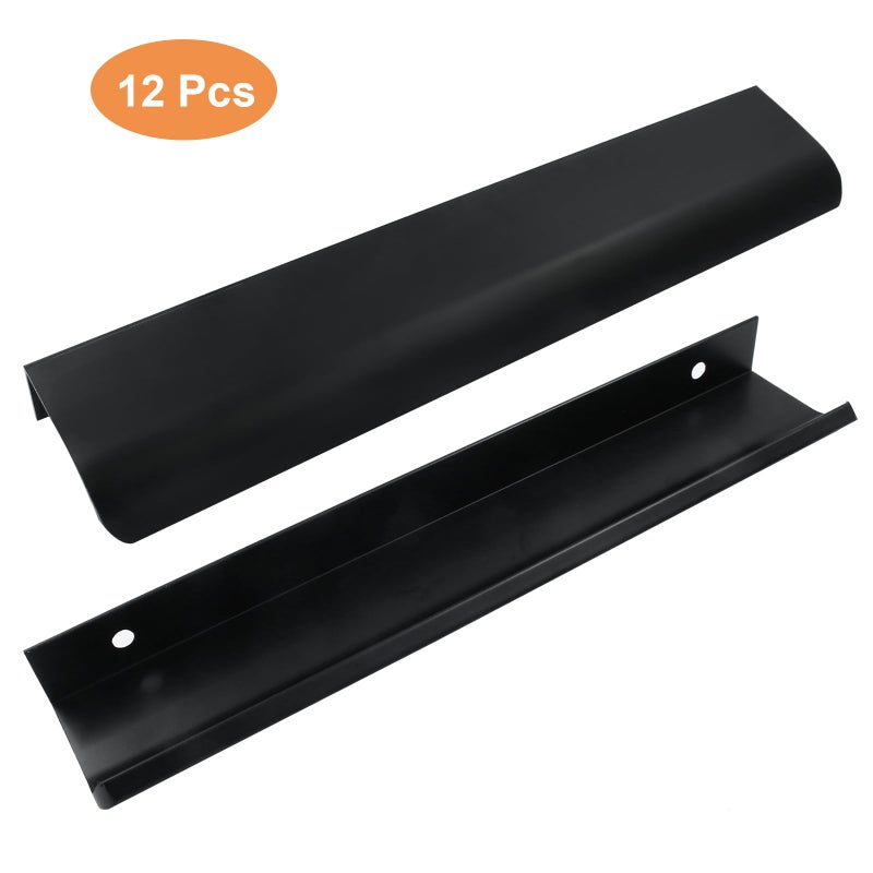 Bokwin 12Pcs 200Mm/7.87 Inch Mount Finger Edge Pull, Furniture Drawer Handles, Aluminum Concealed Handle For Home Kitchen Door Drawer Cabinet With Screws (Black) - Image 2