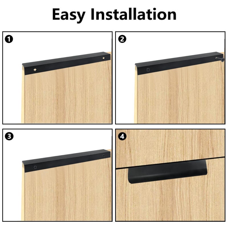 Bokwin 12Pcs 200Mm/7.87 Inch Mount Finger Edge Pull, Furniture Drawer Handles, Aluminum Concealed Handle For Home Kitchen Door Drawer Cabinet With Screws (Black) - Image 4