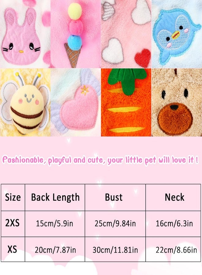 Geyoga 8 Pcs 2XS Winter Pet Clothes Sweater for Rabbit Bunny Puppy Guinea Pig Kitten Chihuahua Teacup Dog Flannel Small Animals Apparel Sweater Costume for Boy Girl(Bees Dogs Birds Love Pattern) - Image 2