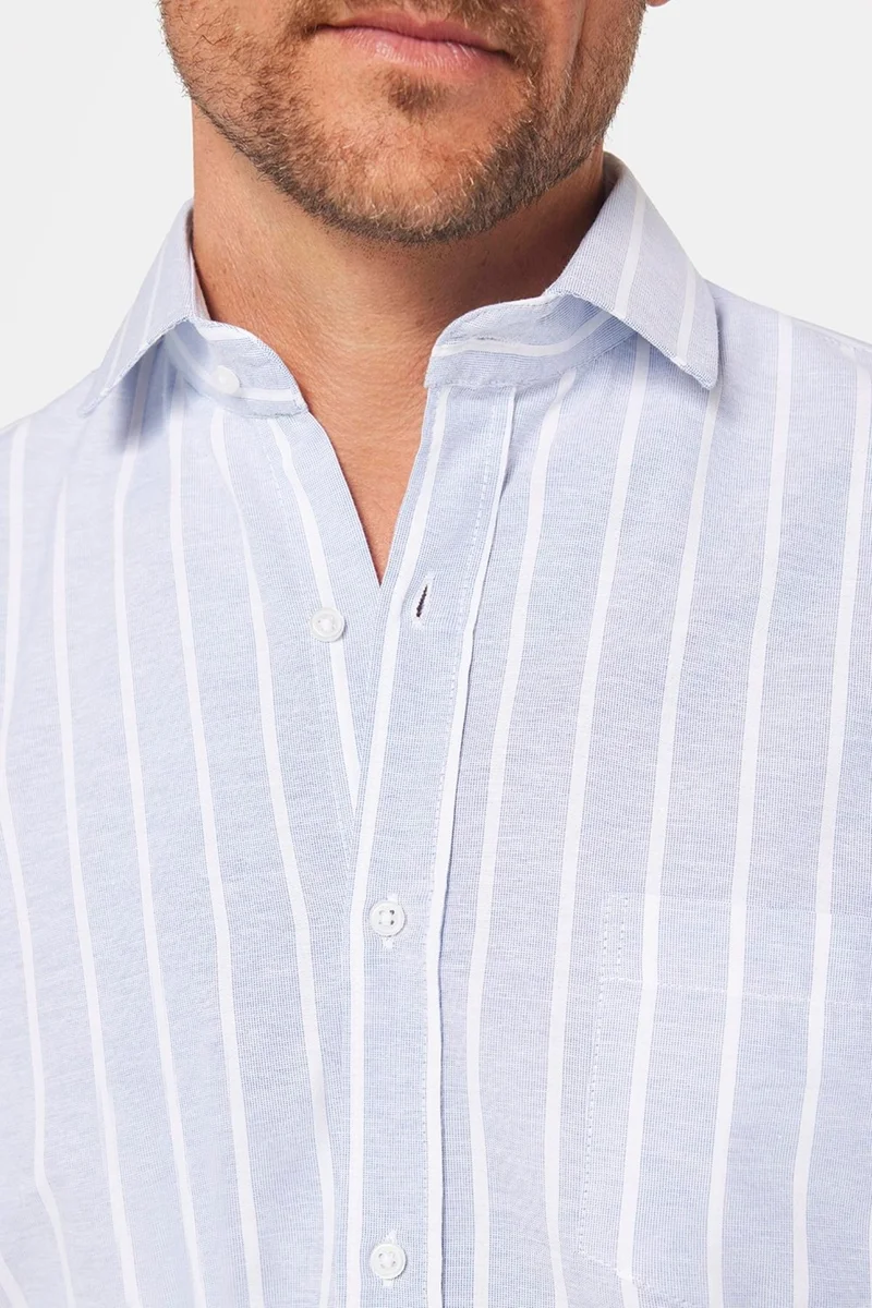 تودورس Classic Fit Long Sleeve Cotton Easy Iron Striped Men's Shirt