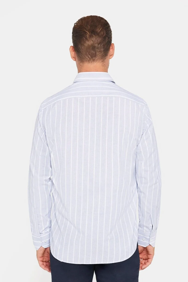 تودورس Classic Fit Long Sleeve Cotton Easy Iron Striped Men's Shirt