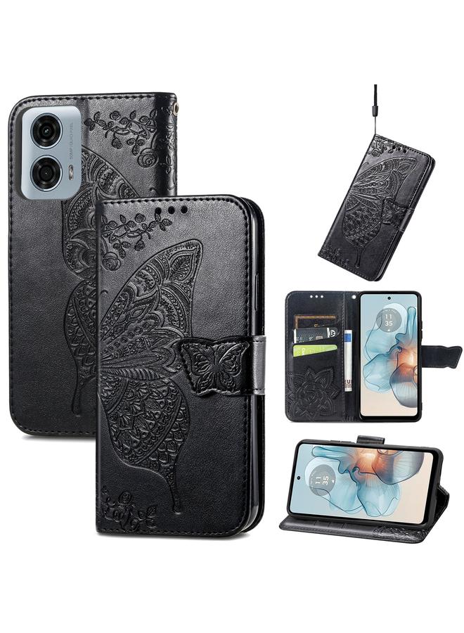 erorex Case For Motorola Moto G24 Power Butterfly Love Flower Embossed Leather Phone Case - Image 1