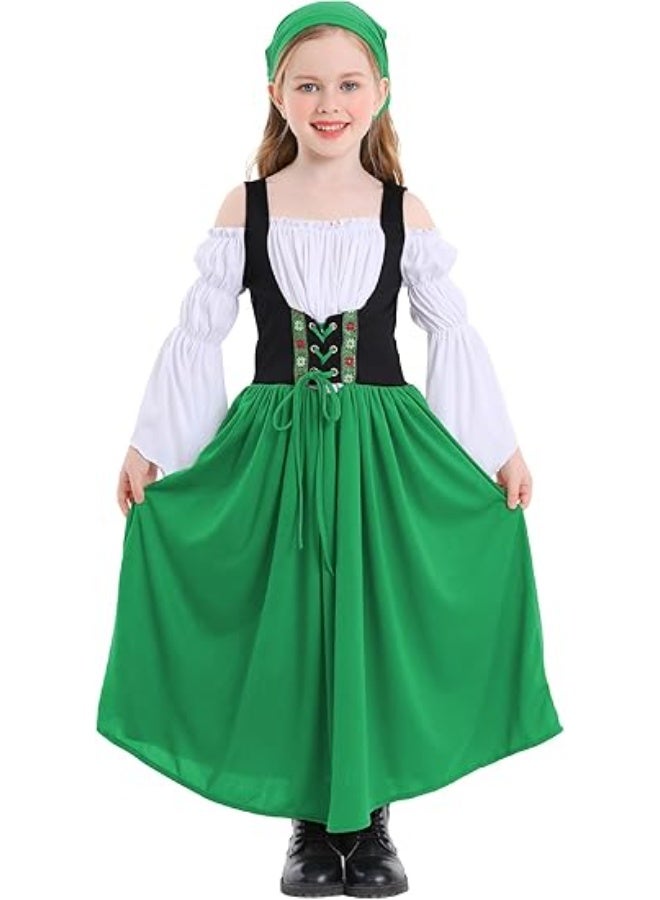 NIBEMINENT Renaissance Dress for Kids Girls Medieval Princess Dresses Off Shoulder Bell Sleeve Victorian Dress 4-16Y - Image 1