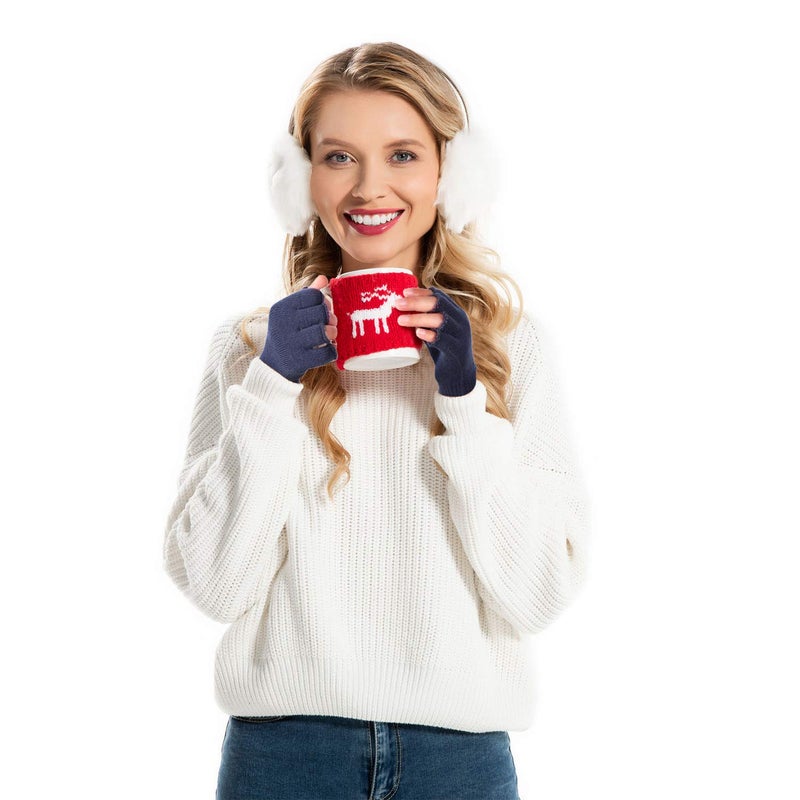 SATINIOR 3 Pairs Half Finger Gloves Winter Fingerless Knit Gloves for Men Women, Dark Grey, M(Black, Dark Gray, Navy Blue) - Image 5