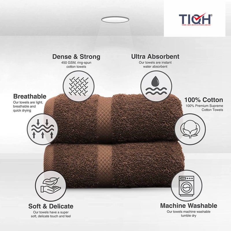 TIQH منشفة استحمام سريعة الجفاف ناعمة وامتصاص 100 قطن تركي من TIQH عبوة من 2 بني 30x60 - Image 5