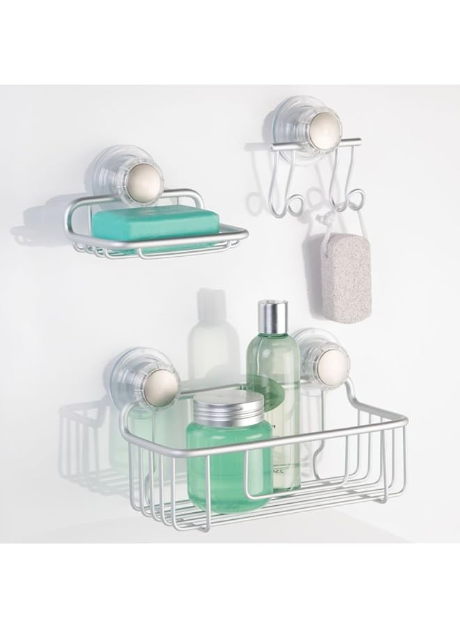 InterDesign Metro Rustproof Turn N Lock Suction Double Hook For Razor Loofah Silver - Image 5