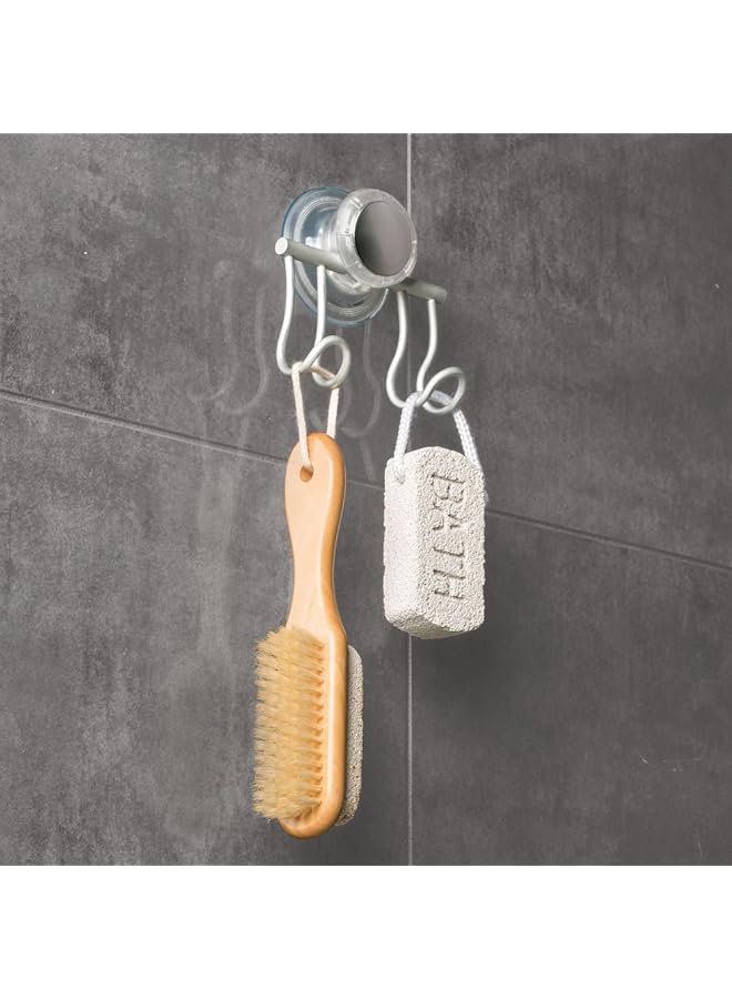 InterDesign Metro Rustproof Turn N Lock Suction Double Hook For Razor Loofah Silver - Image 2