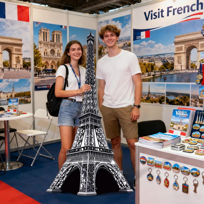 ARQRHTLY 6 Ft 3D Eiffel Tower Cardboard Cutout Eiffel Tower Stand Up Cutout Life-Size French Theme Photo Booth Prop Backdrop Sign for France Night of Paris Theme Birthday Party Educational Display - Image 5