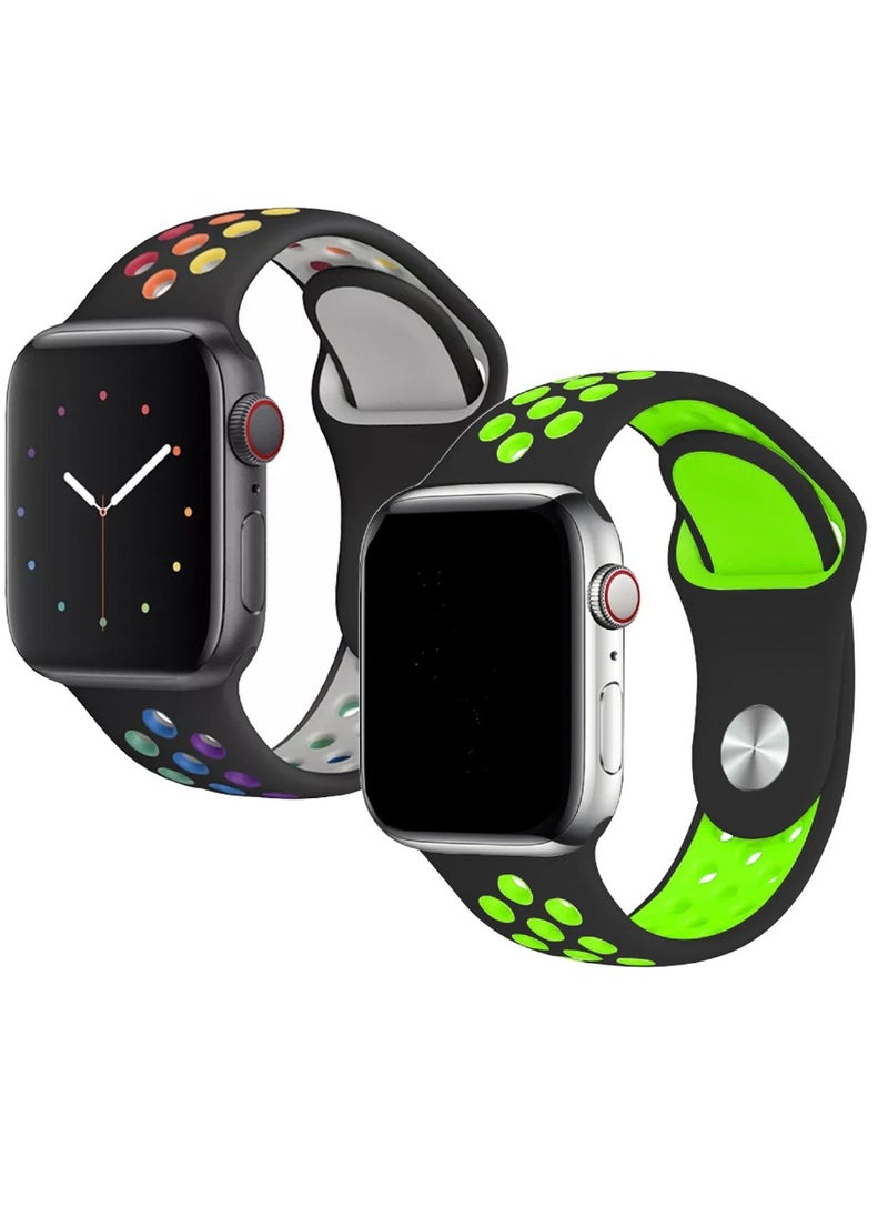 TWEGGON [2Pc Pack] Dot Silicone Band Compatible with 46mm/45mm/44mm/49mm for Apple Watch All Series  - Image 1