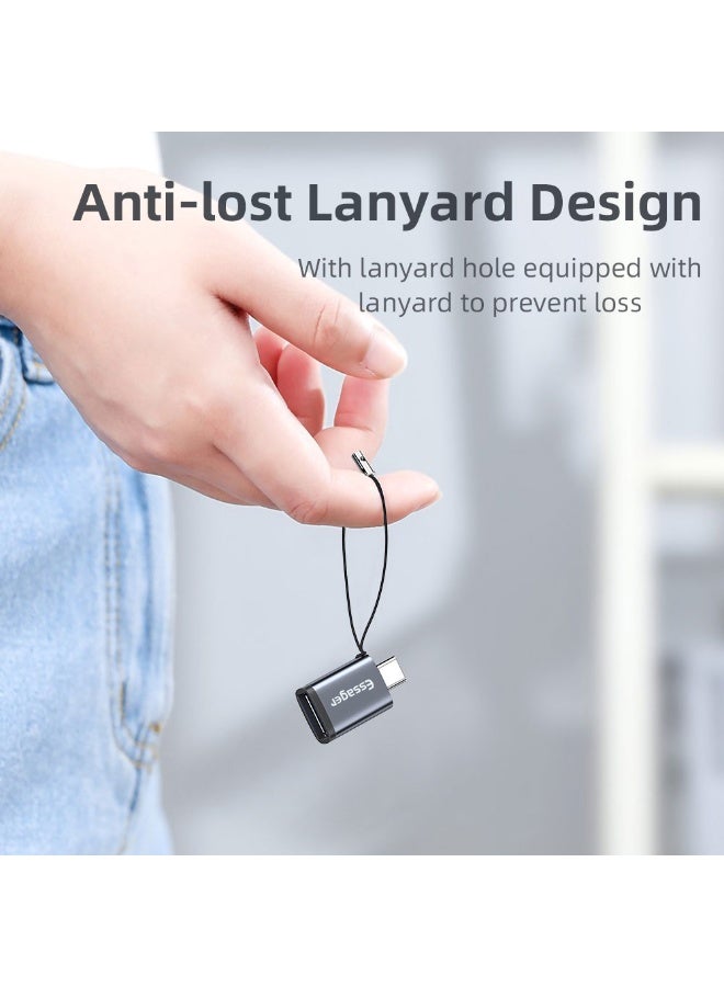ايساجر محول OTG من Essager USB-A 3.0 أنثى إلى USB-C ذكر - شحن سريع 3 أمبير ومزامنة بيانات - لمحركات أقراص فلاش ولوحات المفاتيح والفئران - رمادي - Image 3