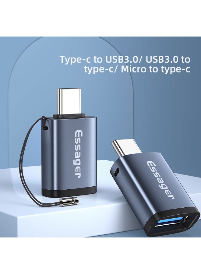 ايساجر محول OTG من Essager USB-A 3.0 أنثى إلى USB-C ذكر - شحن سريع 3 أمبير ومزامنة بيانات - لمحركات أقراص فلاش ولوحات المفاتيح والفئران - رمادي - Image 5