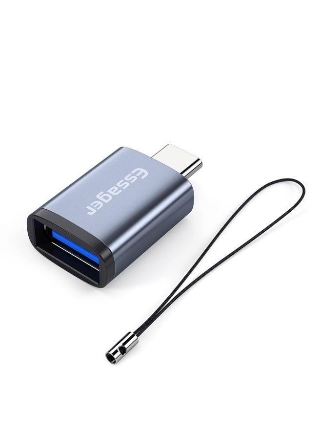 ايساجر محول OTG من Essager USB-A 3.0 أنثى إلى USB-C ذكر - شحن سريع 3 أمبير ومزامنة بيانات - لمحركات أقراص فلاش ولوحات المفاتيح والفئران - رمادي - Image 1