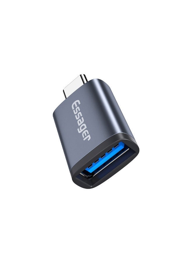 ايساجر محول OTG من Essager USB-A 3.0 أنثى إلى USB-C ذكر - شحن سريع 3 أمبير ومزامنة بيانات - لمحركات أقراص فلاش ولوحات المفاتيح والفئران - رمادي - Image 2