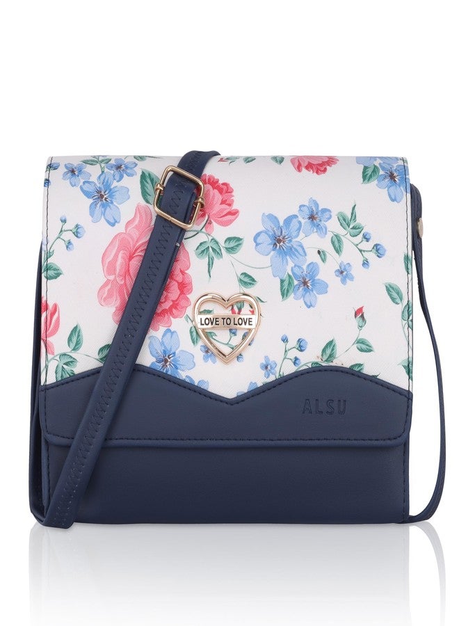 ALSU Women's Sling Bag Blue Trendy crossbody bag | ladies purse handbag | deattachable straps |card slots (gdu-29blu) (Blue) - Image 1