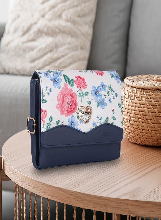 ALSU Women's Sling Bag Blue Trendy crossbody bag | ladies purse handbag | deattachable straps |card slots (gdu-29blu) (Blue) - Image 2