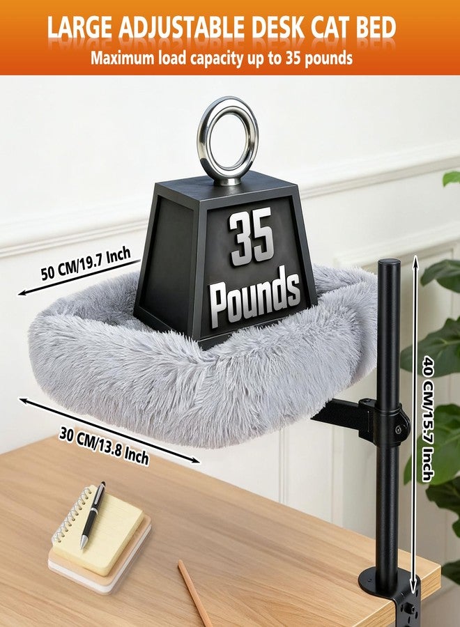 LifeIdeas Large Cat Desk Bed - 360°Rotating Height Adjustable, Soft Removable Desk Cat Bed, Suitable for Gaming Desks and Office Desks, Maximum Weight Capacity Up to 35 lbs - Image 2