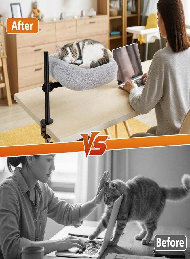 LifeIdeas Large Cat Desk Bed - 360°Rotating Height Adjustable, Soft Removable Desk Cat Bed, Suitable for Gaming Desks and Office Desks, Maximum Weight Capacity Up to 35 lbs - Image 3