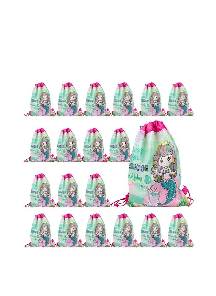 UKR - UKR Drawstring Backpack Mermaid Pack of 20 | Kids Travel, Sport, Gym, Beach & Swim Backpacks | Fun and Functional for All Activities - Image 1