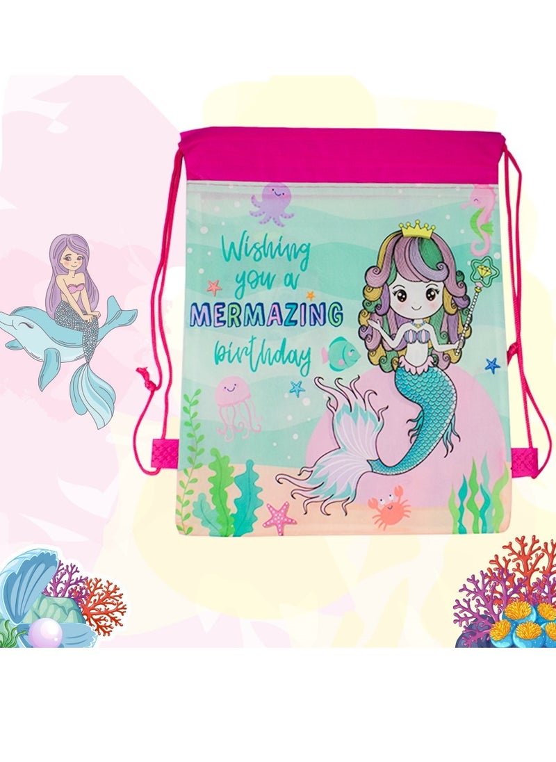 UKR - UKR Drawstring Backpack Mermaid Pack of 20 | Kids Travel, Sport, Gym, Beach & Swim Backpacks | Fun and Functional for All Activities - Image 1