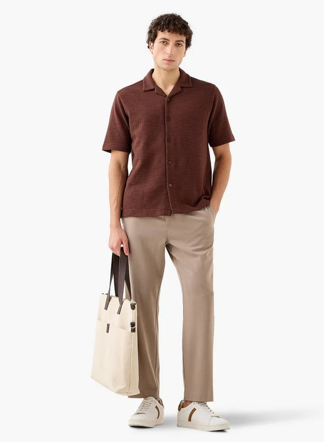 Iconic Iconic Regular Fit Honeycomb Textured Resort Shirt