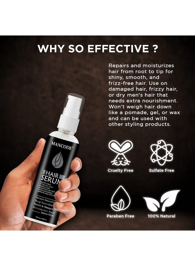 MAN CODE Mancode Hair Serum For Men Instant Shine & Smoothness Regular Use For Dry & Wet Hair Gives Frizz Free Soft & Silky Hair 100Ml (Men  - Image 4