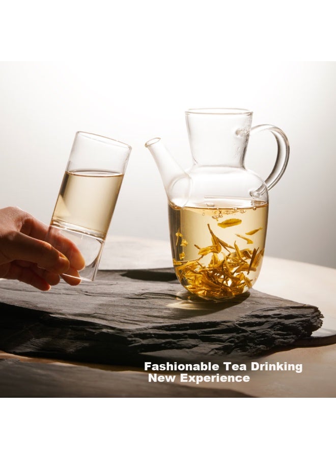 Teastone كوب شاي زجاجي مشترك من الخيزران من تيستون زجاج بوروسيليكات عالي مقاوم للحرارة 150 مل عمق و80 مل ضحل - Image 5
