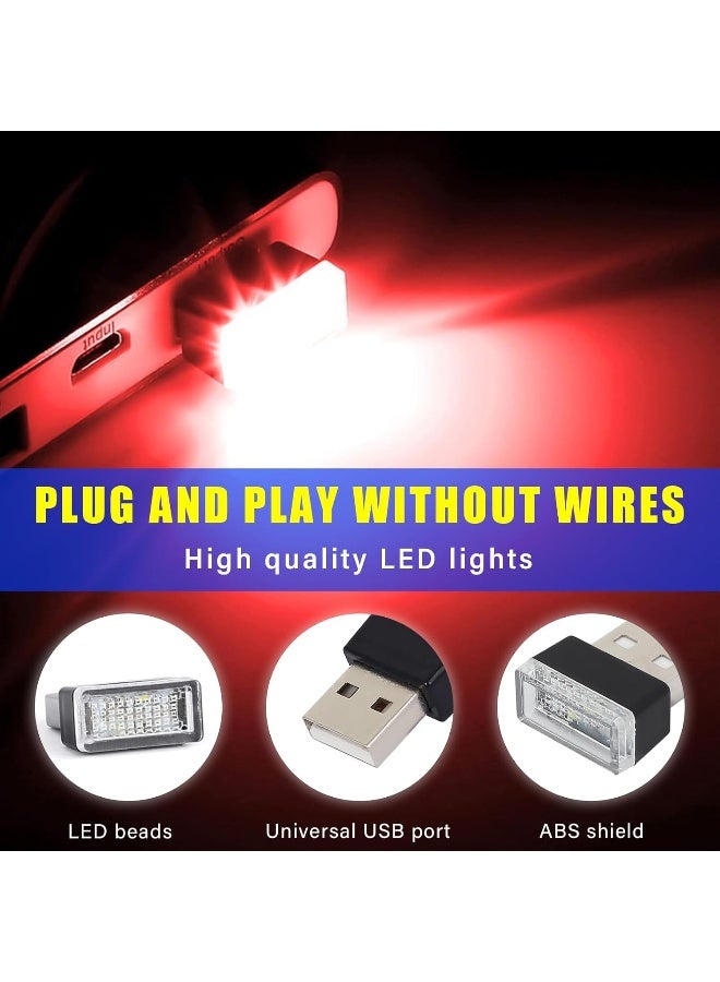 Augeny 4 PCS USB LED Car Interior Atmosphere Lamp, Plug-in USB Decor Night Light, Portable Auto Ambient Lighting Kit, Universal Vehicle Interior Accessories for Most Cars (Red & Blue) - Image 3