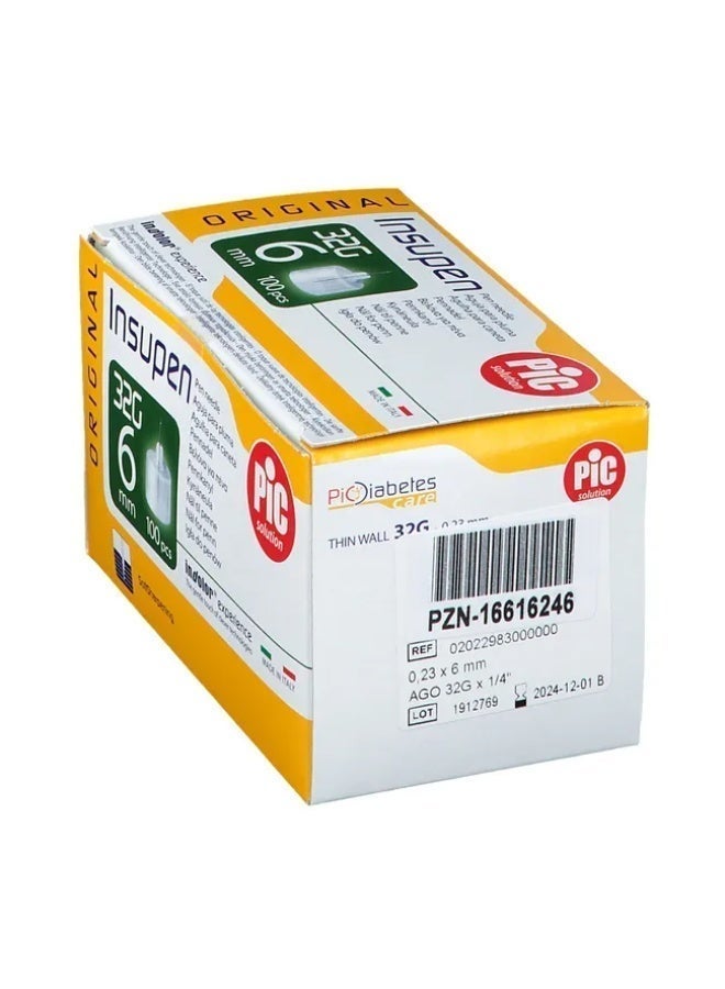 PIC Original Insupen insulin pen needles, 32G size, 6mm length, in a box of 100 pieces. - Image 2