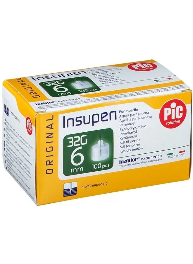 PIC Original Insupen insulin pen needles, 32G size, 6mm length, in a box of 100 pieces. - Image 3