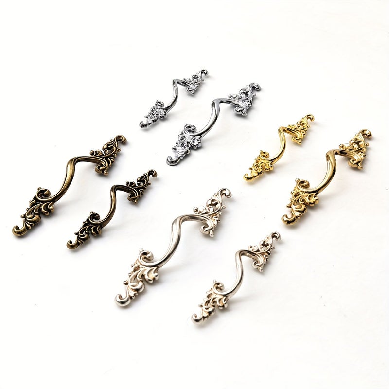 2Pcs Distressed Silvery Metal Drawer Handles With Spacing Of Holes 64mm Cabinet Knobs For Wardrobes Nightstands Dressers Storage Boxes Decorative Boxes Includes Screws For Easy Installation Sturdy And Durable - Image 1