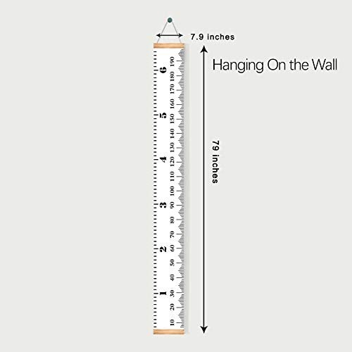 Mibote Baby Growth Height Chart Handing Ruler Wall Decor for Kids, Canvas Removable Height Growth Chart 79" x 7.9" (Black & White) - Image 5